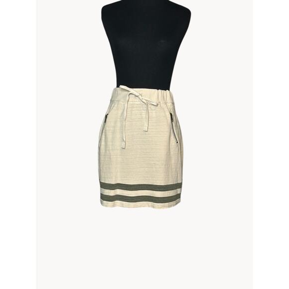 Caslon cream green striped pull on casual mini skirt size XS - Picture 1 of 16